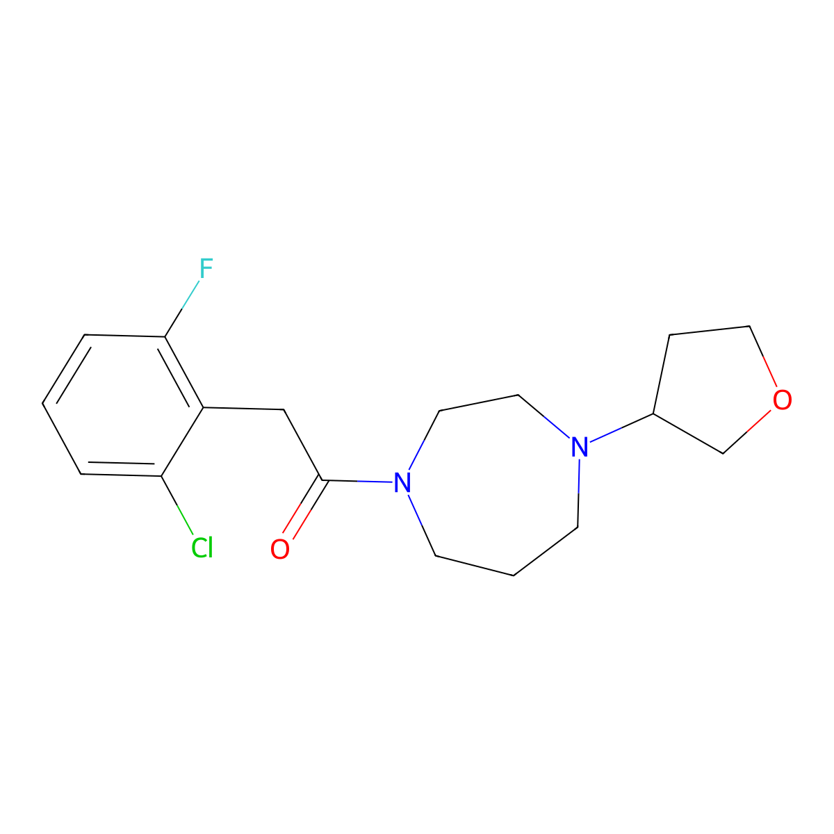 2-(2-Chloro-6-fluorophenyl)-1-[4-(oxolan-3-yl)-1,4-diazepan-1-yl]ethan-1-one molecular structure, CAS 2320817-68-1