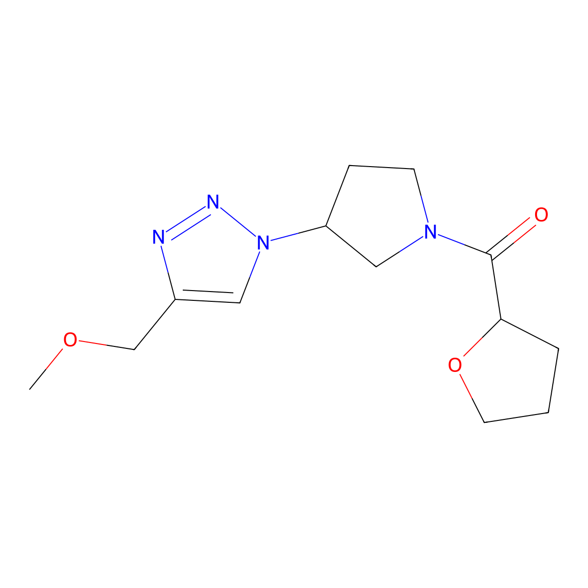 4-(methoxymethyl)-1-[1-(oxolane-2-carbonyl)pyrrolidin-3-yl]-1H-1,2,3-triazole molecular structure, CAS 2320818-24-2