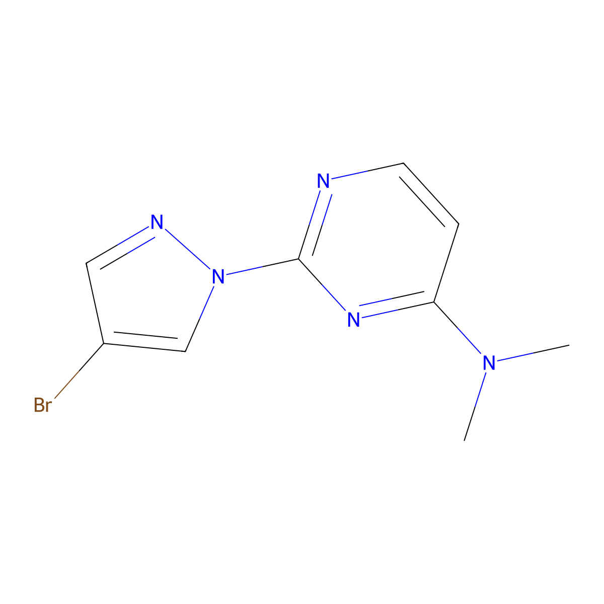 2-(4-bromo-1H-pyrazol-1-yl)-N,N-dimethylpyrimidin-4-amine molecular structure, CAS 2320818-30-0