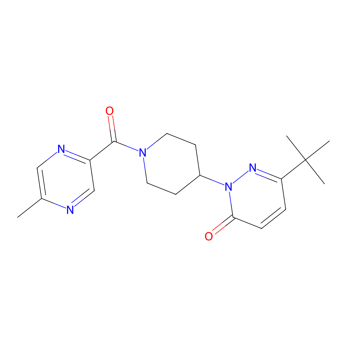 6-Tert-butyl-2-[1-(5-methylpyrazine-2-carbonyl)piperidin-4-yl]-2,3-dihydropyridazin-3-one molecular structure, CAS 2320818-44-6