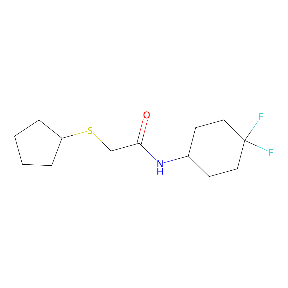 2-(cyclopentylthio)-N-(4,4-difluorocyclohexyl)acetamide molecular structure, CAS 2320818-78-6