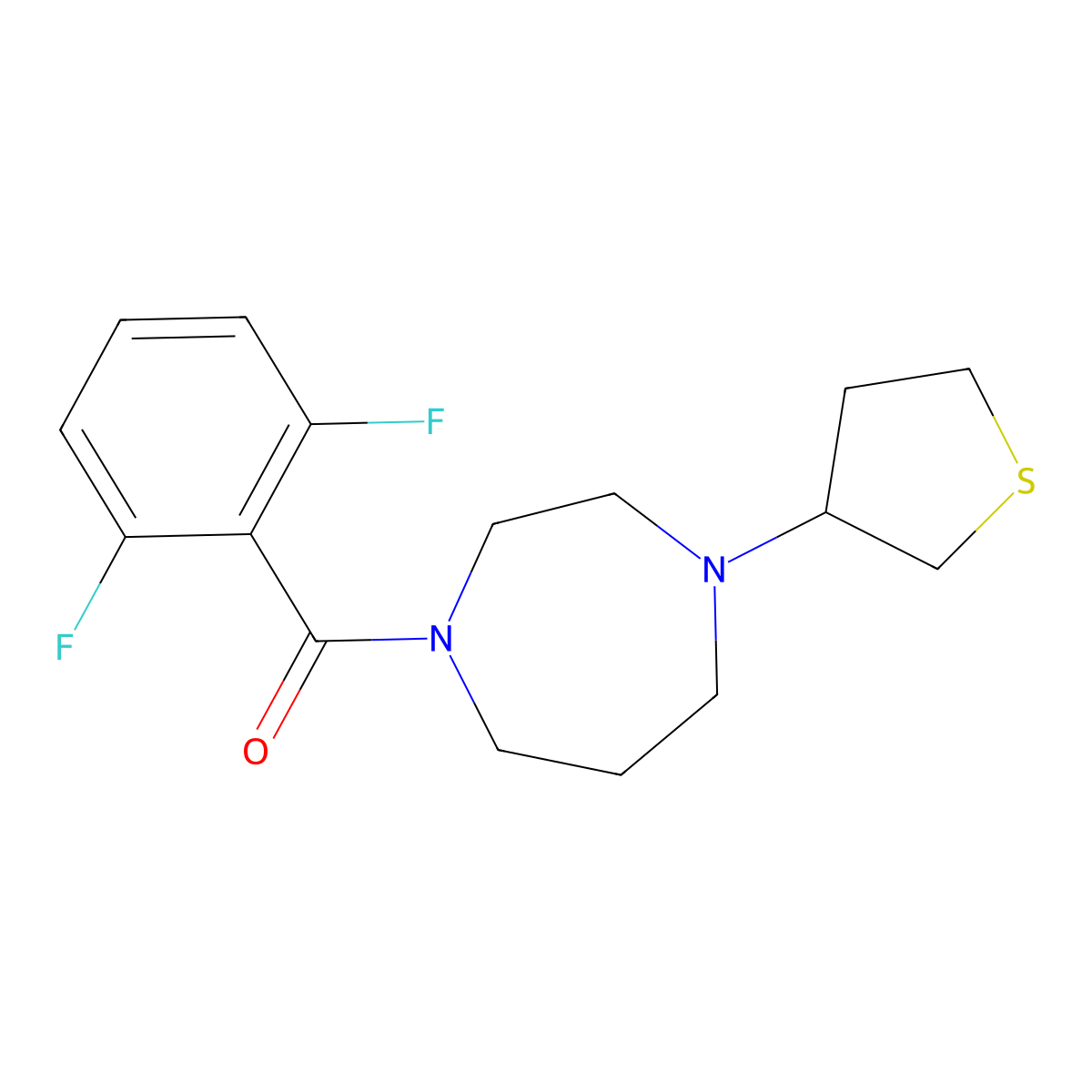 1-(2,6-Difluorobenzoyl)-4-(thiolan-3-yl)-1,4-diazepane molecular structure, CAS 2320818-98-0