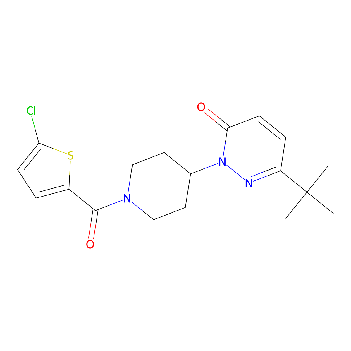 6-Tert-butyl-2-[1-(5-chlorothiophene-2-carbonyl)piperidin-4-yl]-2,3-dihydropyridazin-3-one molecular structure, CAS 2320819-05-2