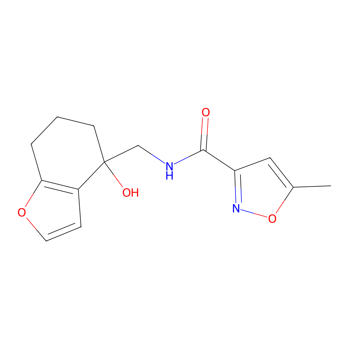 N-[(4-hydroxy-4,5,6,7-tetrahydro-1-benzofuran-4-yl)methyl]-5-methyl-1,2-oxazole-3-carboxamide molecular structure, CAS 2320819-42-7