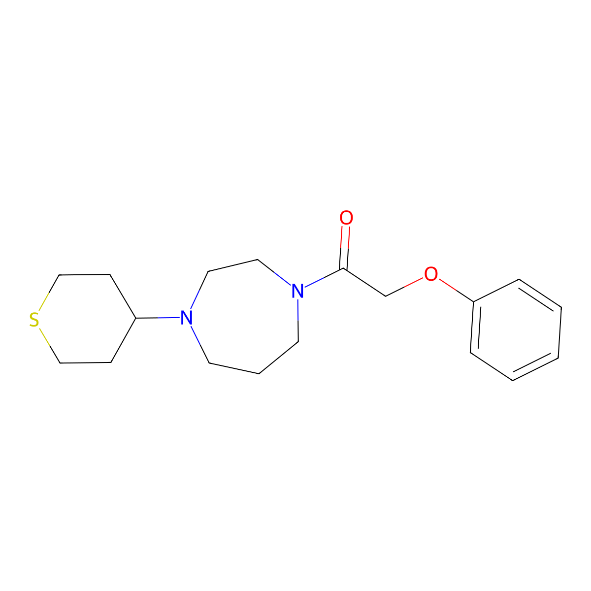 2-Phenoxy-1-[4-(thian-4-yl)-1,4-diazepan-1-yl]ethan-1-one molecular structure, CAS 2320820-06-0