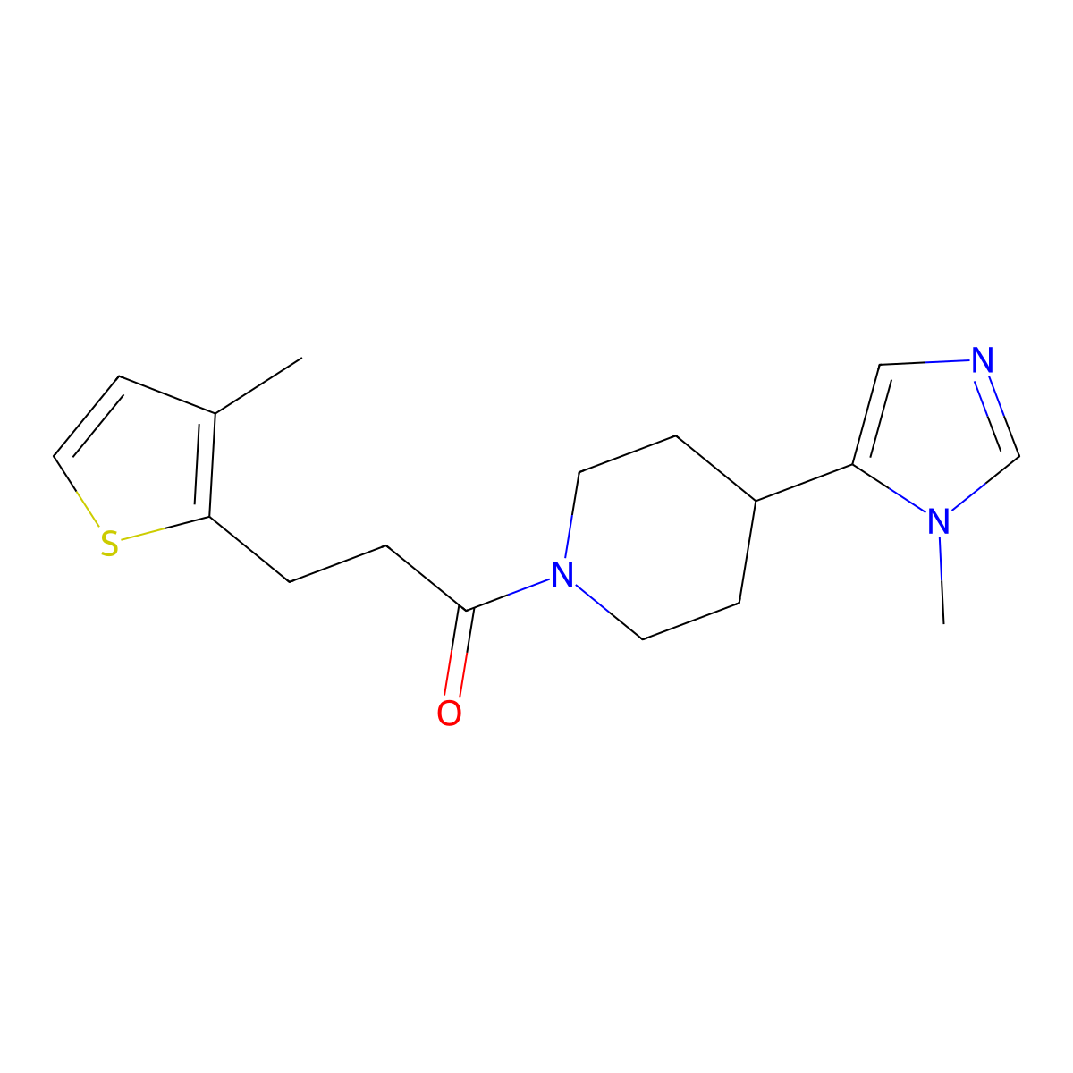 1-[4-(1-methyl-1H-imidazol-5-yl)piperidin-1-yl]-3-(3-methylthiophen-2-yl)propan-1-one molecular structure, CAS 2320820-56-0
