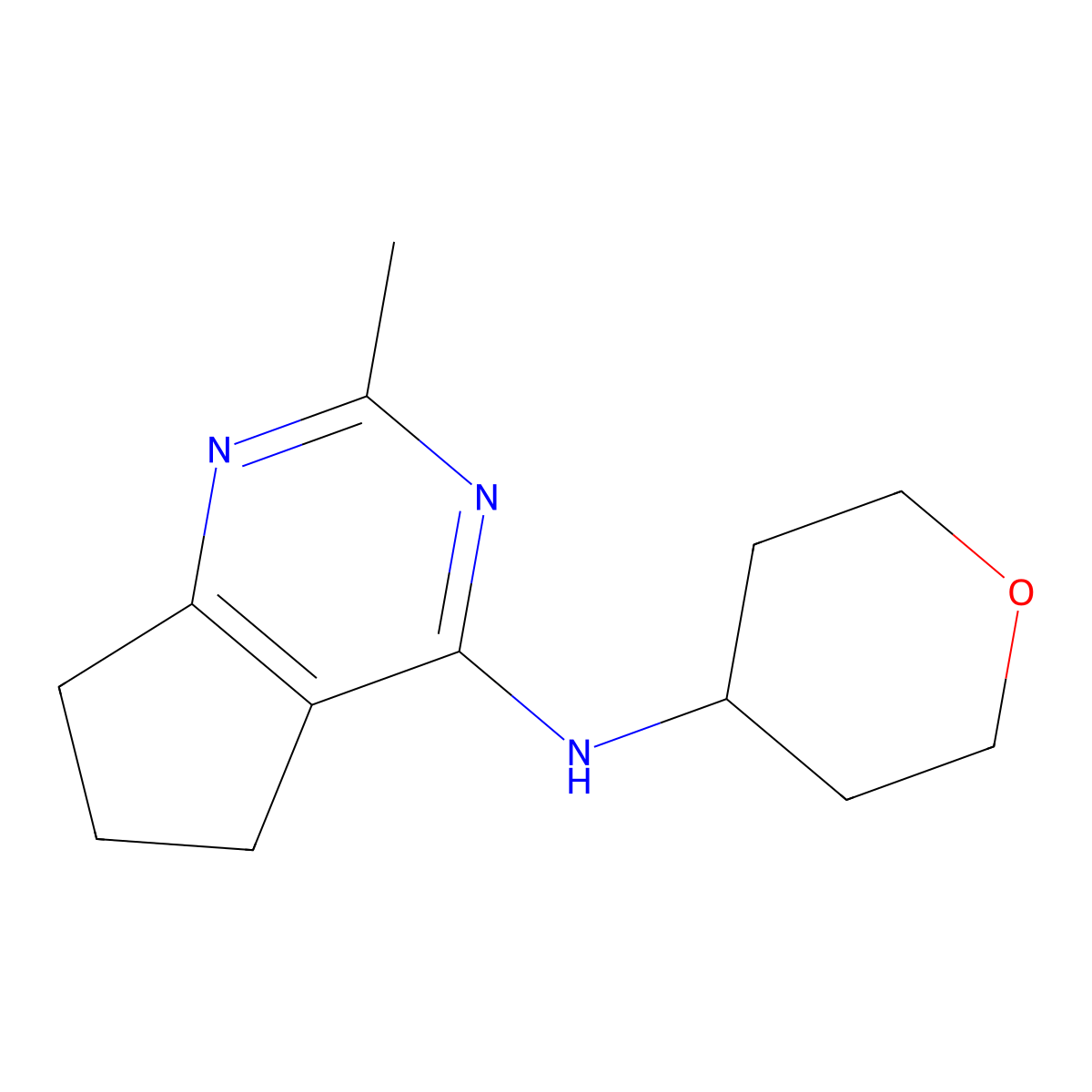 2-methyl-N-(oxan-4-yl)-5H,6H,7H-cyclopenta[d]pyrimidin-4-amine molecular structure, CAS 2320820-61-7