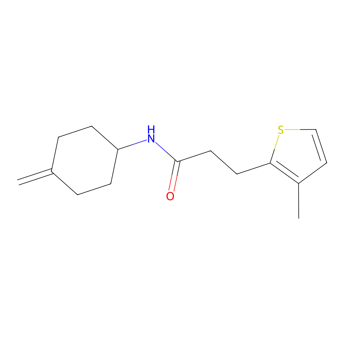 N-(4-methylidenecyclohexyl)-3-(3-methylthiophen-2-yl)propanamide molecular structure, CAS 2320820-66-2