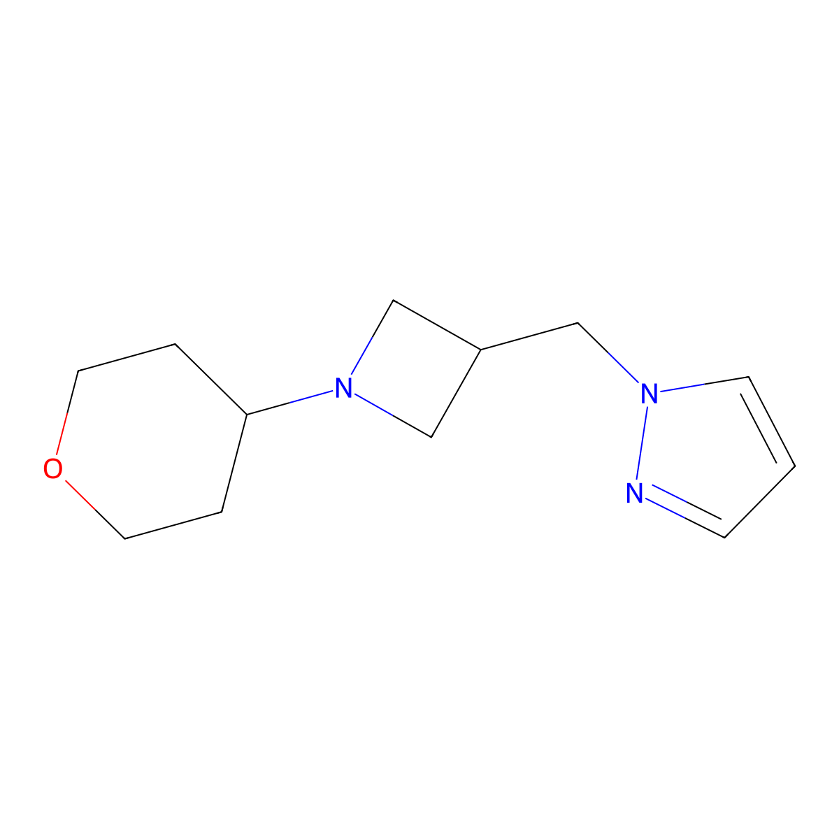 1-{[1-(oxan-4-yl)azetidin-3-yl]methyl}-1H-pyrazole molecular structure, CAS 2320820-83-3