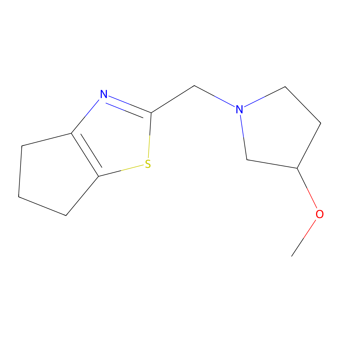 1-({4H,5H,6H-cyclopenta[d][1,3]thiazol-2-yl}methyl)-3-methoxypyrrolidine molecular structure, CAS 2320820-90-2