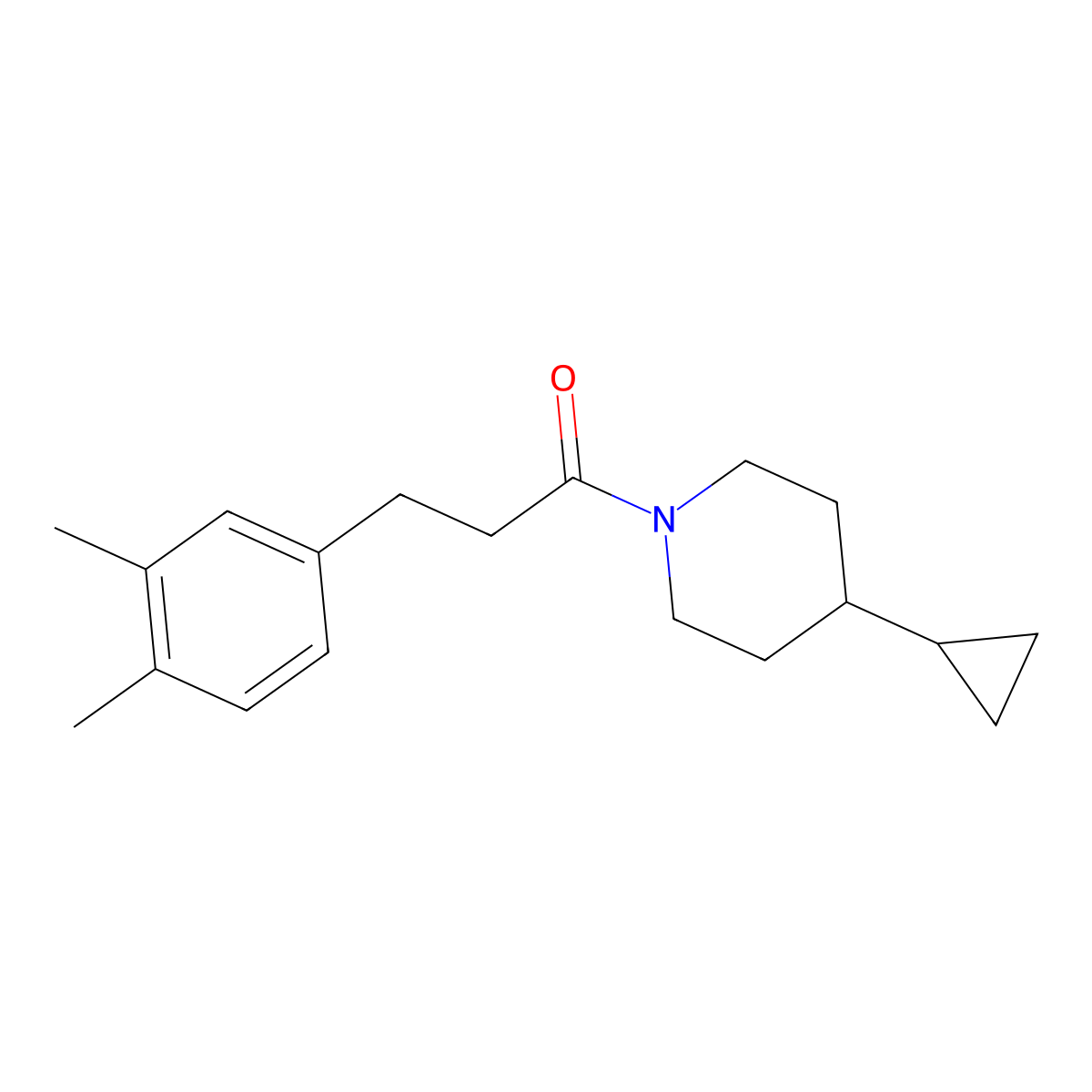 1-(4-Cyclopropylpiperidin-1-yl)-3-(3,4-dimethylphenyl)propan-1-one molecular structure, CAS 2320821-07-4