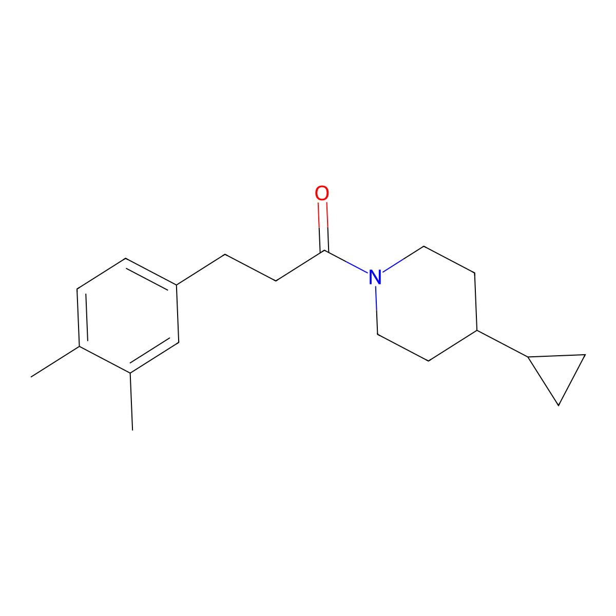 1-(4-Cyclopropylpiperidin-1-yl)-3-(3,4-dimethylphenyl)propan-1-one molecular structure, CAS 2320821-07-4