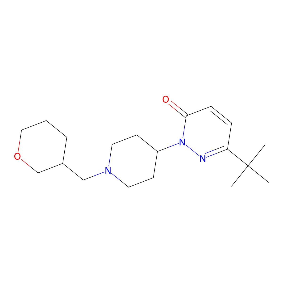 6-Tert-butyl-2-{1-[(oxan-3-yl)methyl]piperidin-4-yl}-2,3-dihydropyridazin-3-one molecular structure, CAS 2320821-18-7
