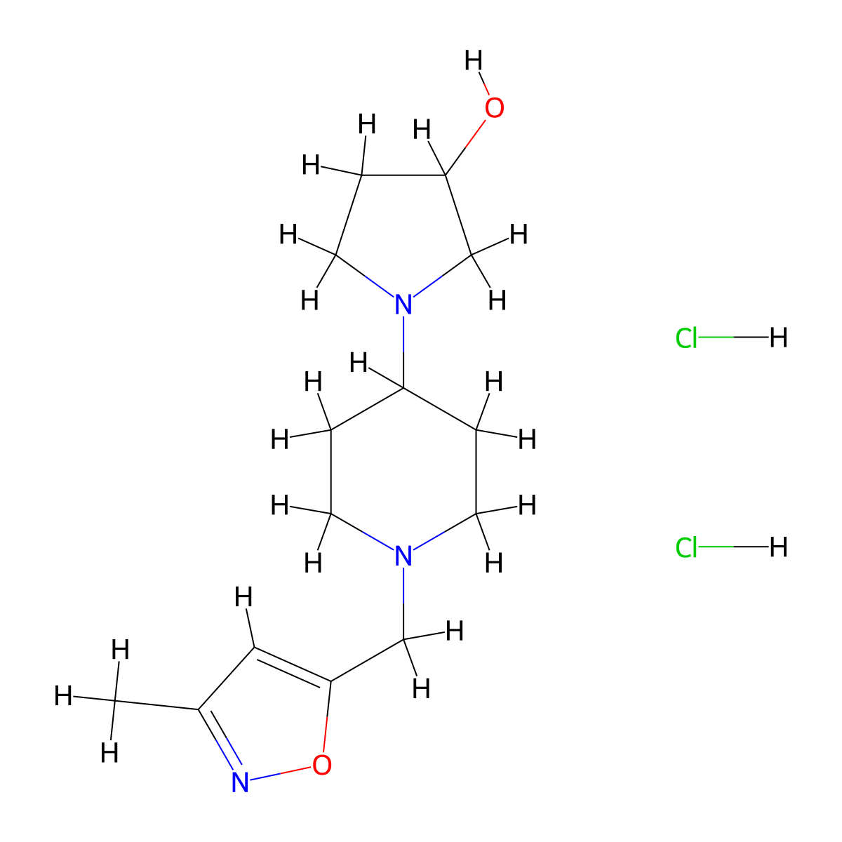 1-(1-((3-Methylisoxazol-5-yl)methyl)piperidin-4-yl)pyrrolidin-3-ol dihydrochloride molecular structure, CAS 2320821-22-3