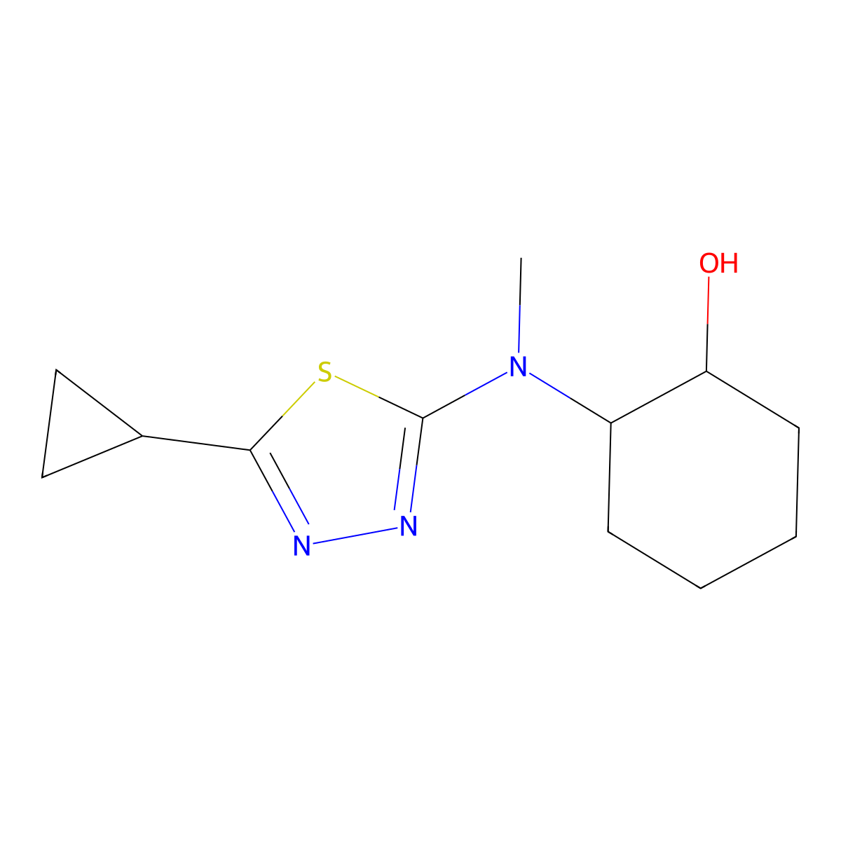2-[(5-Cyclopropyl-1,3,4-thiadiazol-2-yl)(methyl)amino]cyclohexan-1-ol molecular structure, CAS 2320821-36-9