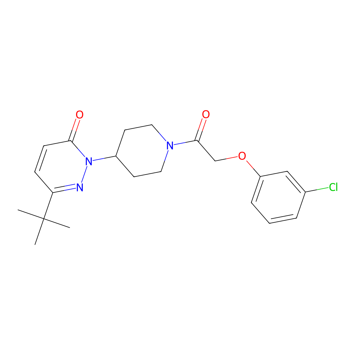 6-Tert-butyl-2-{1-[2-(3-chlorophenoxy)acetyl]piperidin-4-yl}-2,3-dihydropyridazin-3-one molecular structure, CAS 2320821-38-1