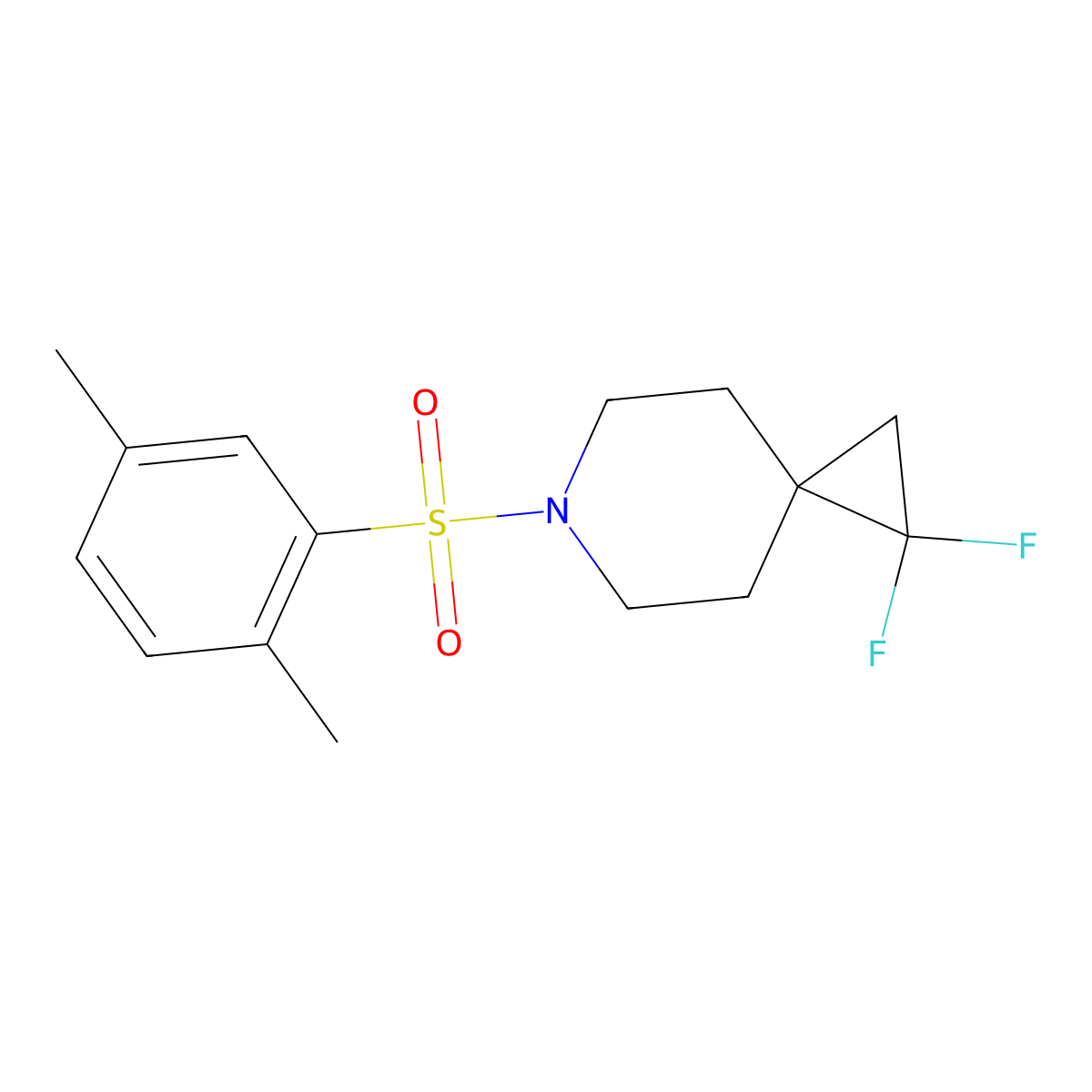 6-((2,5-Dimethylphenyl)sulfonyl)-1,1-difluoro-6-azaspiro[2.5]octane molecular structure, CAS 2320821-50-7