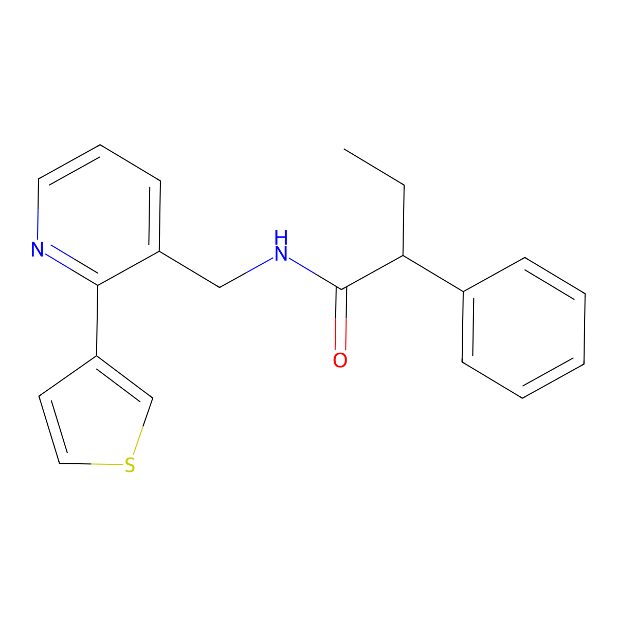 2-phenyl-N-{[2-(thiophen-3-yl)pyridin-3-yl]methyl}butanamide molecular structure, CAS 2320821-58-5