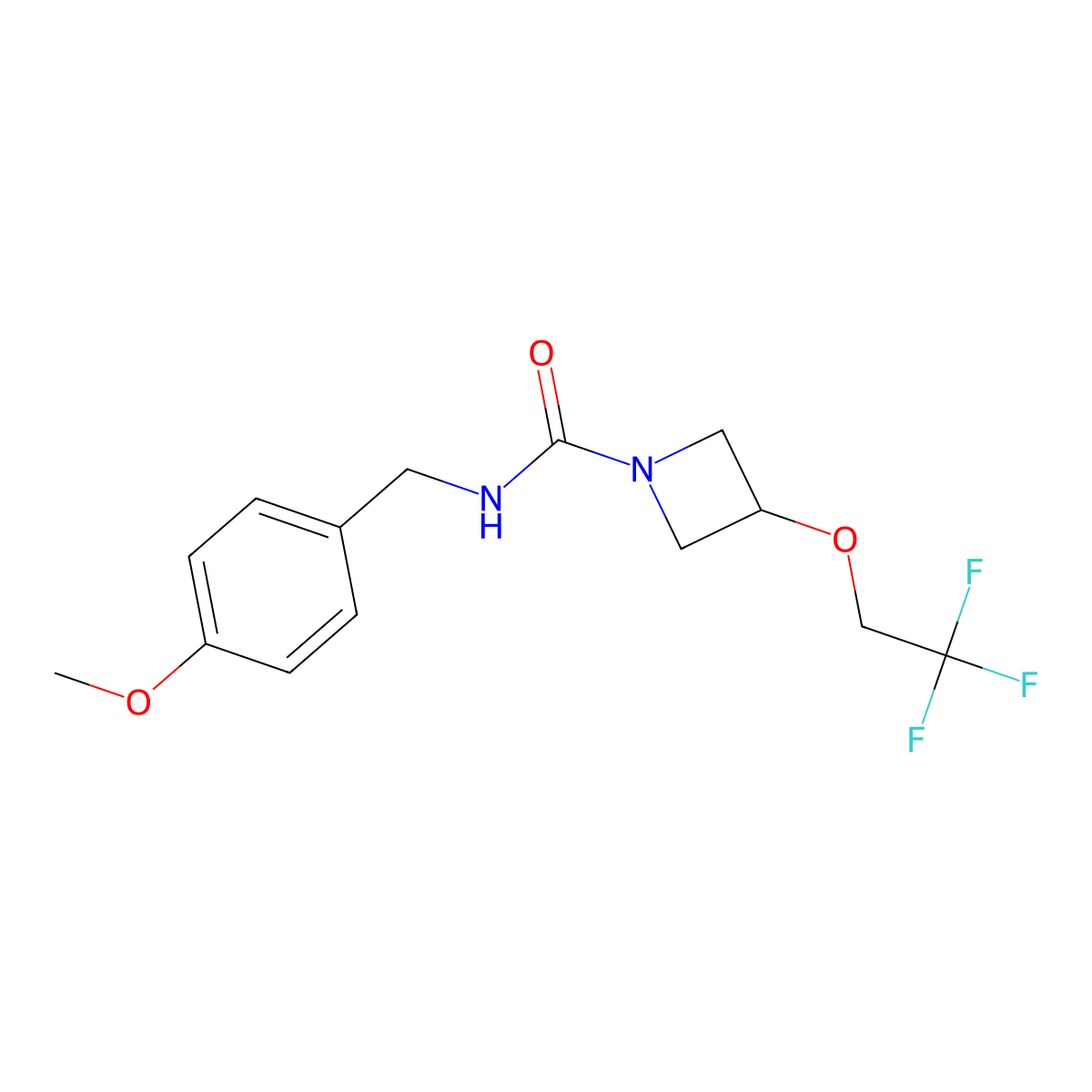 N-[(4-methoxyphenyl)methyl]-3-(2,2,2-trifluoroethoxy)azetidine-1-carboxamide molecular structure, CAS 2320821-61-0
