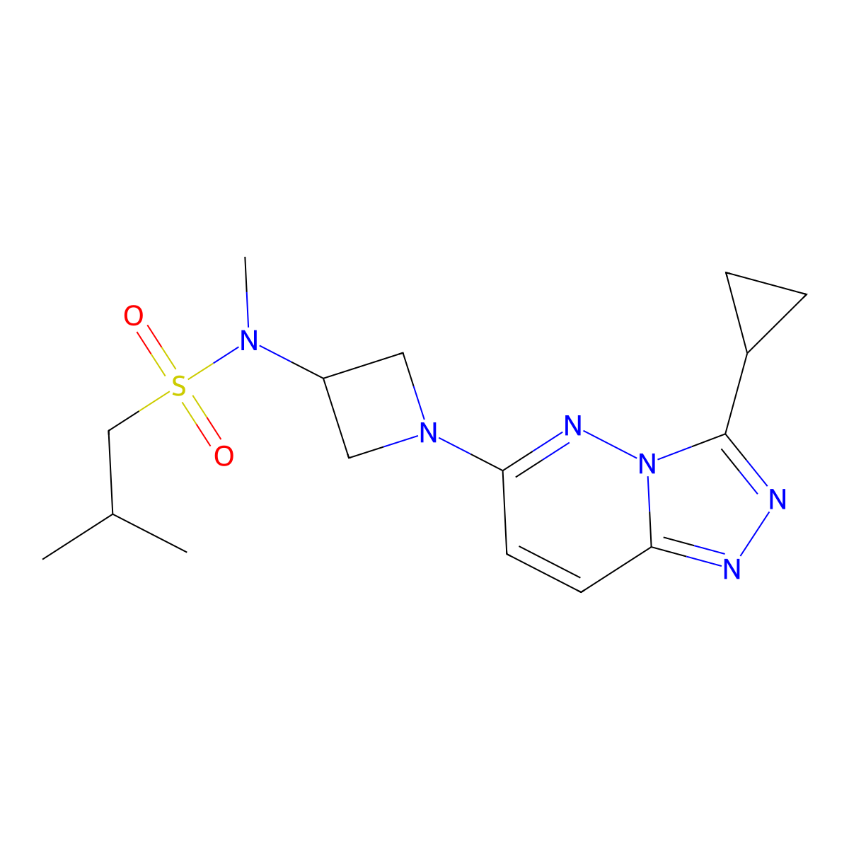 N-(1-{3-cyclopropyl-[1,2,4]triazolo[4,3-b]pyridazin-6-yl}azetidin-3-yl)-N,2-dimethylpropane-1-sulfonamide molecular structure, CAS 2320821-80-3