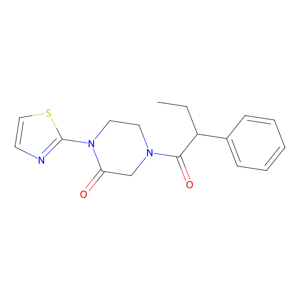 4-(2-Phenylbutanoyl)-1-(1,3-thiazol-2-yl)piperazin-2-one molecular structure, CAS 2320821-88-1