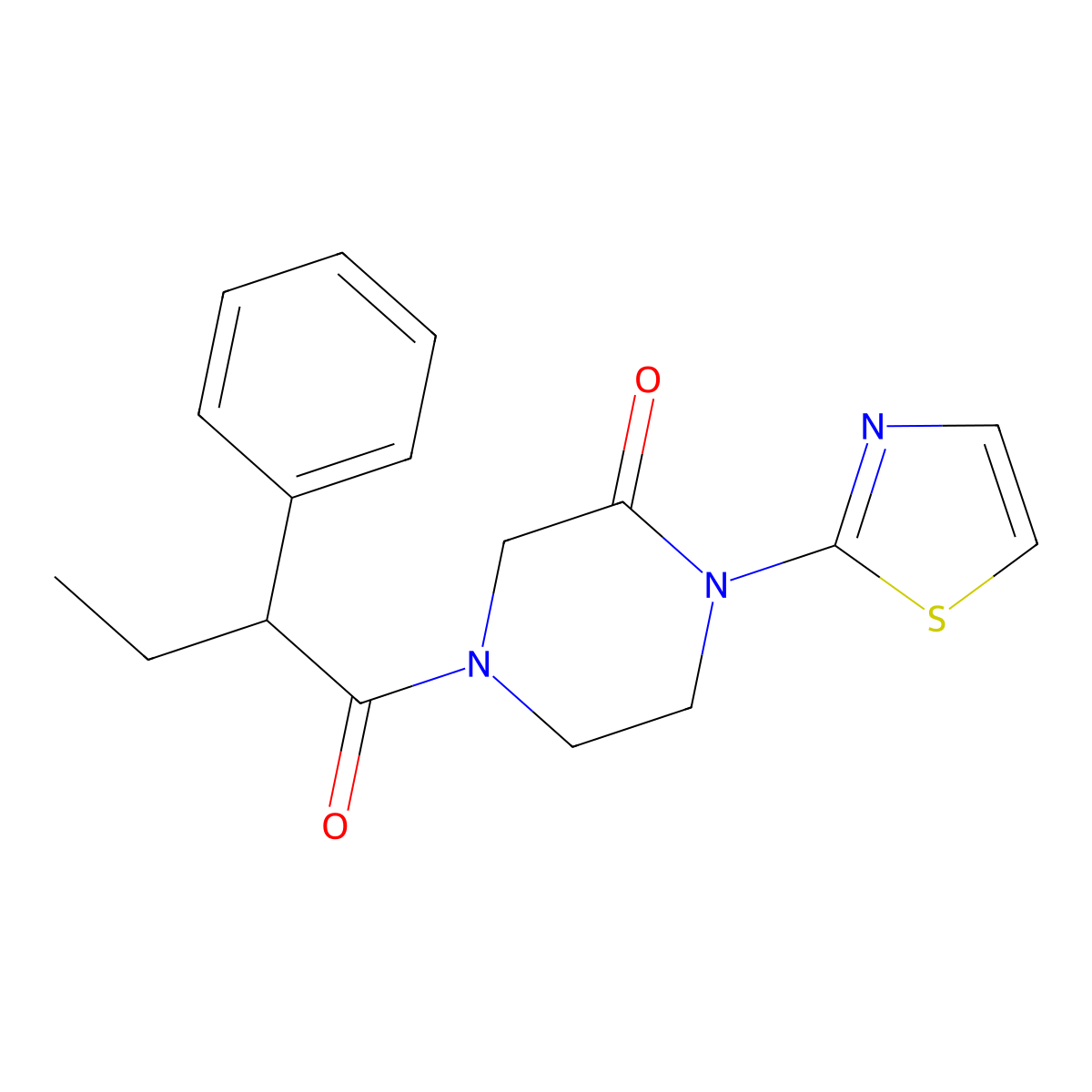 4-(2-Phenylbutanoyl)-1-(1,3-thiazol-2-yl)piperazin-2-one molecular structure, CAS 2320821-88-1