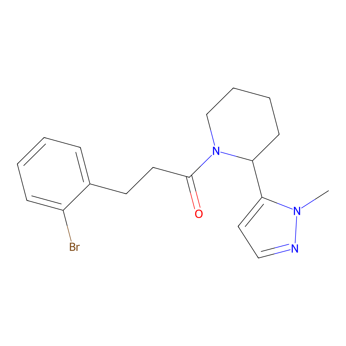 3-(2-bromophenyl)-1-[2-(1-methyl-1H-pyrazol-5-yl)piperidin-1-yl]propan-1-one molecular structure, CAS 2320822-03-3