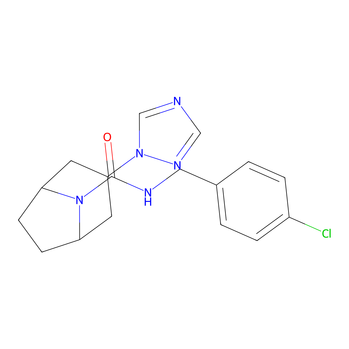 (1R,5S)-N-(4-chlorobenzyl)-3-(1H-1,2,4-triazol-1-yl)-8-azabicyclo[3.2.1]octane-8-carboxamide molecular structure, CAS 2320822-10-2