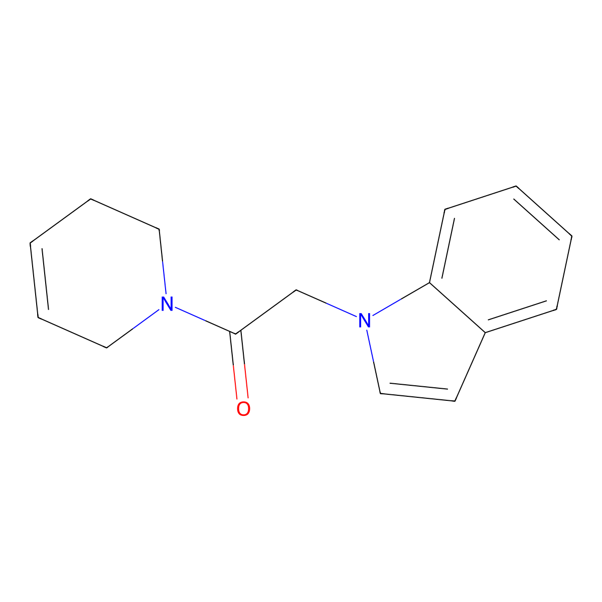 2-(1H-indol-1-yl)-1-(1,2,3,6-tetrahydropyridin-1-yl)ethan-1-one molecular structure, CAS 2320822-15-7