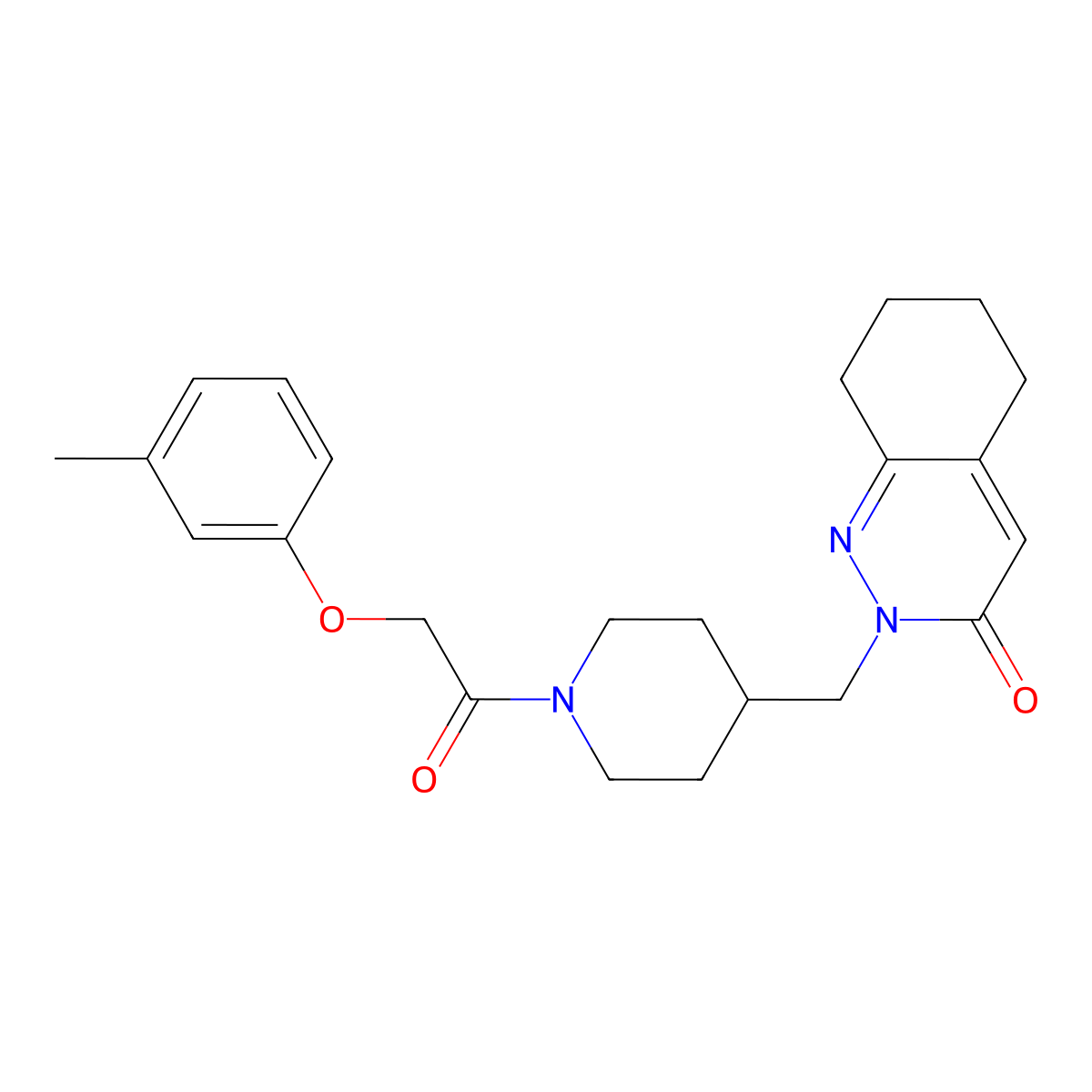 2-({1-[2-(3-Methylphenoxy)acetyl]piperidin-4-yl}methyl)-2,3,5,6,7,8-hexahydrocinnolin-3-one molecular structure, CAS 2320822-18-0