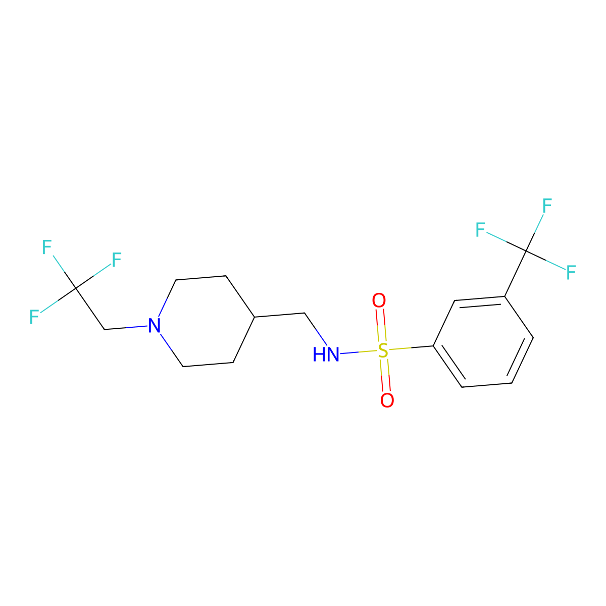 N-{[1-(2,2,2-trifluoroethyl)piperidin-4-yl]methyl}-3-(trifluoromethyl)benzene-1-sulfonamide molecular structure, CAS 2320822-35-1