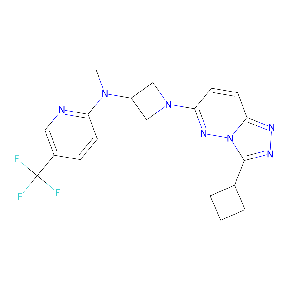 N-(1-{3-cyclobutyl-[1,2,4]triazolo[4,3-b]pyridazin-6-yl}azetidin-3-yl)-N-methyl-5-(trifluoromethyl)pyridin-2-amine molecular structure, CAS 2320822-44-2