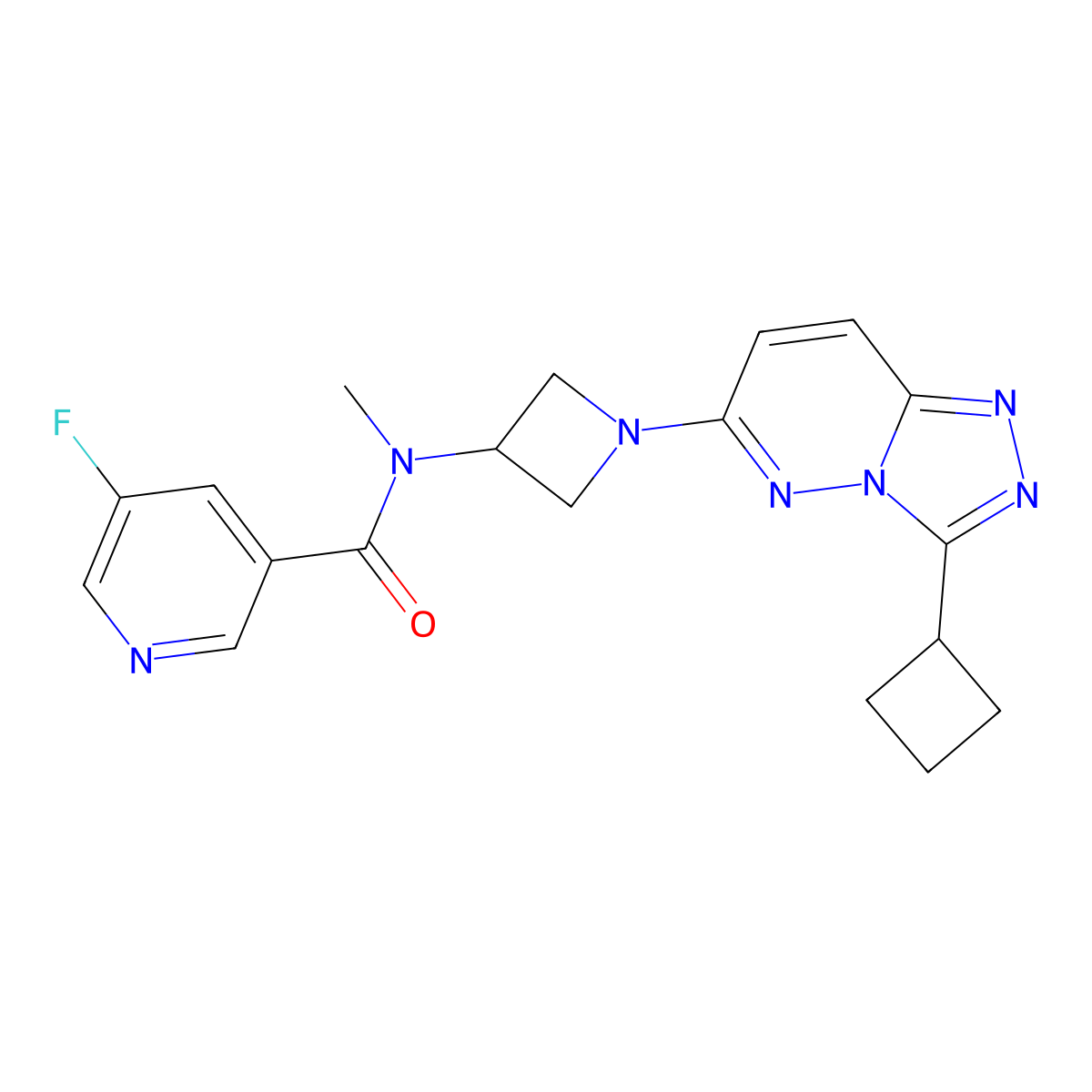 N-(1-{3-cyclobutyl-[1,2,4]triazolo[4,3-b]pyridazin-6-yl}azetidin-3-yl)-5-fluoro-N-methylpyridine-3-carboxamide molecular structure, CAS 2320822-55-5