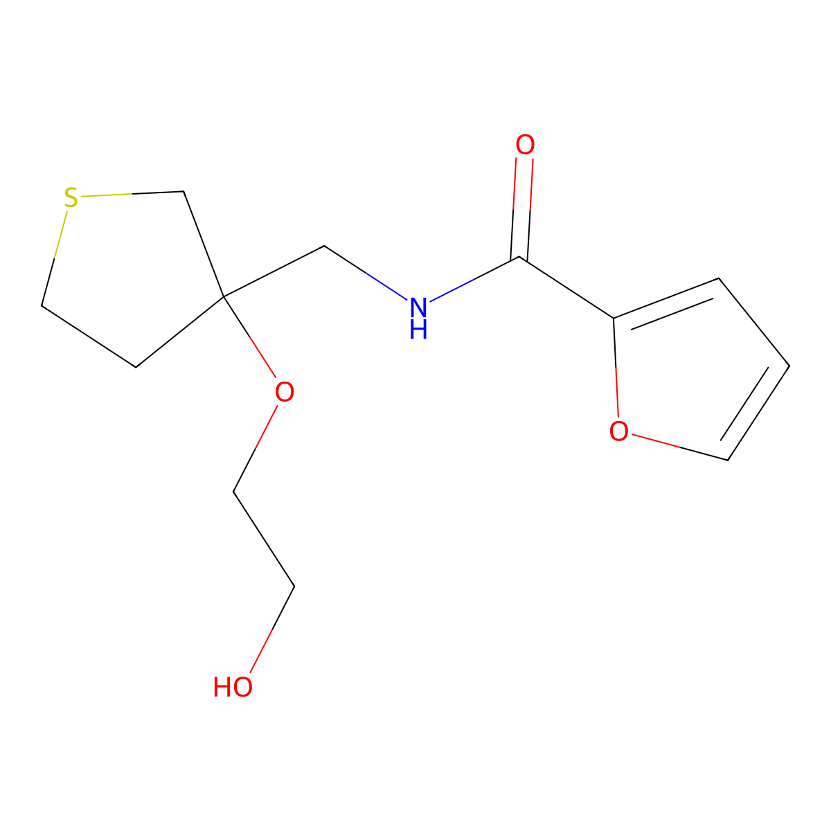 N-{[3-(2-hydroxyethoxy)thiolan-3-yl]methyl}furan-2-carboxamide molecular structure, CAS 2320823-03-6
