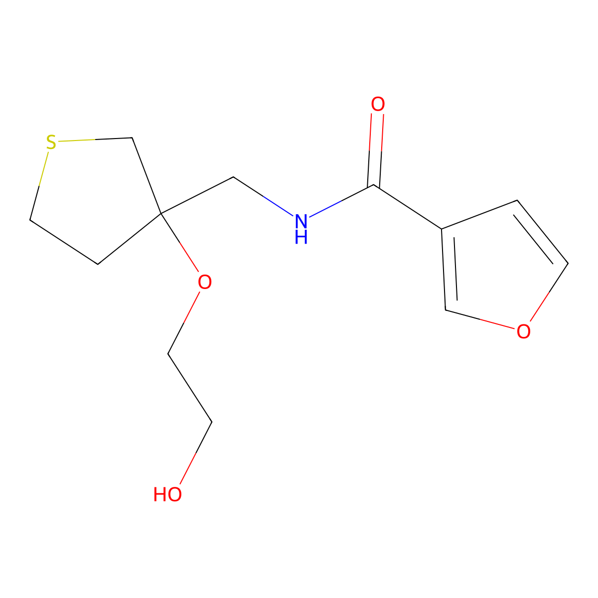 N-{[3-(2-hydroxyethoxy)thiolan-3-yl]methyl}furan-3-carboxamide molecular structure, CAS 2320823-10-5
