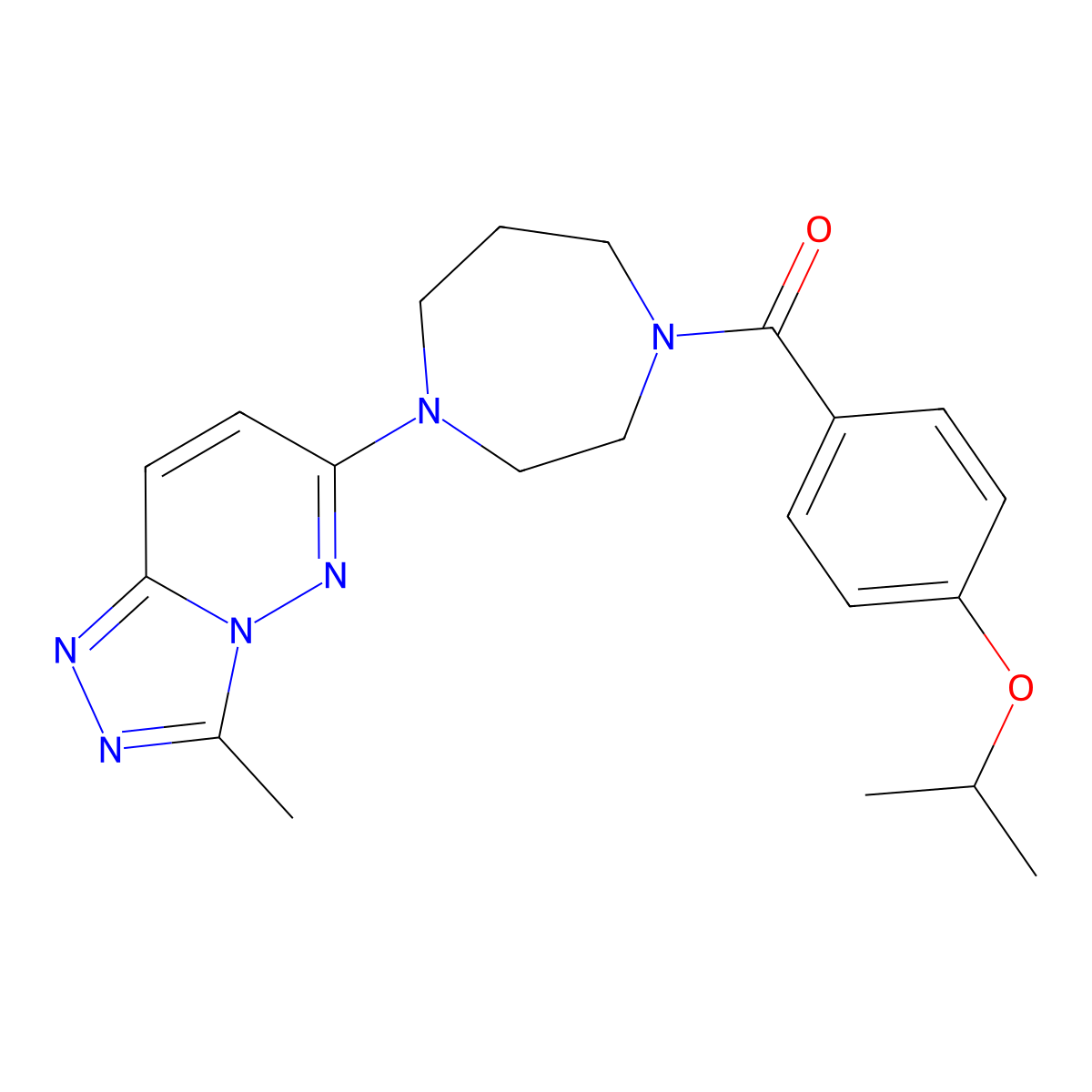 1-{3-Methyl-[1,2,4]triazolo[4,3-b]pyridazin-6-yl}-4-[4-(propan-2-yloxy)benzoyl]-1,4-diazepane molecular structure, CAS 2320823-56-9