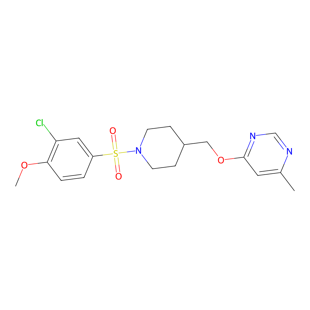 4-{[1-(3-Chloro-4-methoxybenzenesulfonyl)piperidin-4-yl]methoxy}-6-methylpyrimidine molecular structure, CAS 2320825-69-0