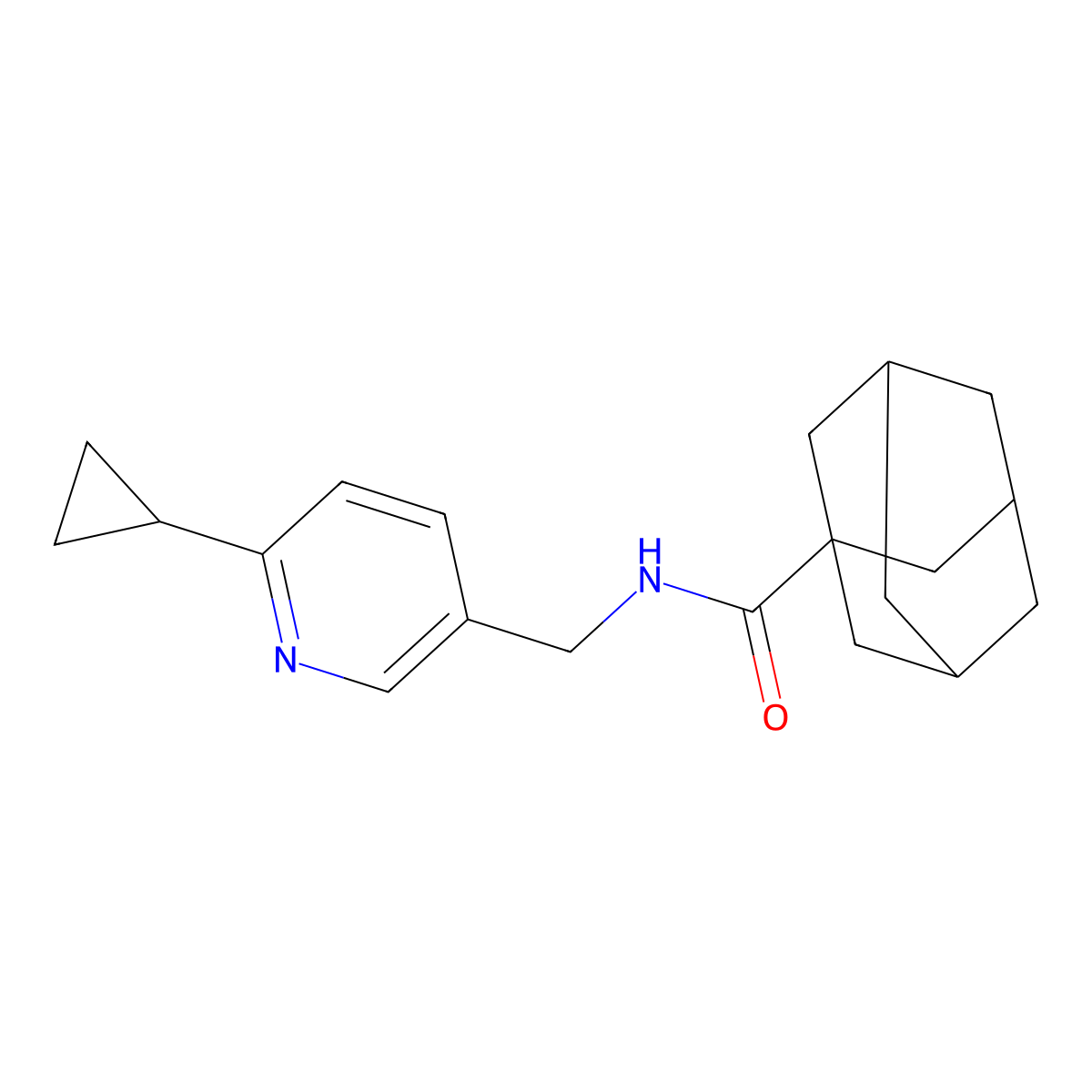 N-[(6-cyclopropylpyridin-3-yl)methyl]adamantane-1-carboxamide molecular structure, CAS 2320826-03-5