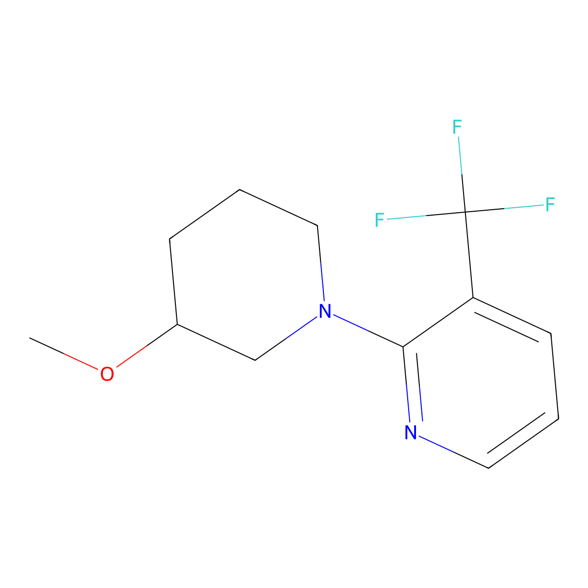 2-(3-Methoxypiperidin-1-yl)-3-(trifluoromethyl)pyridine molecular structure, CAS 2320849-82-7