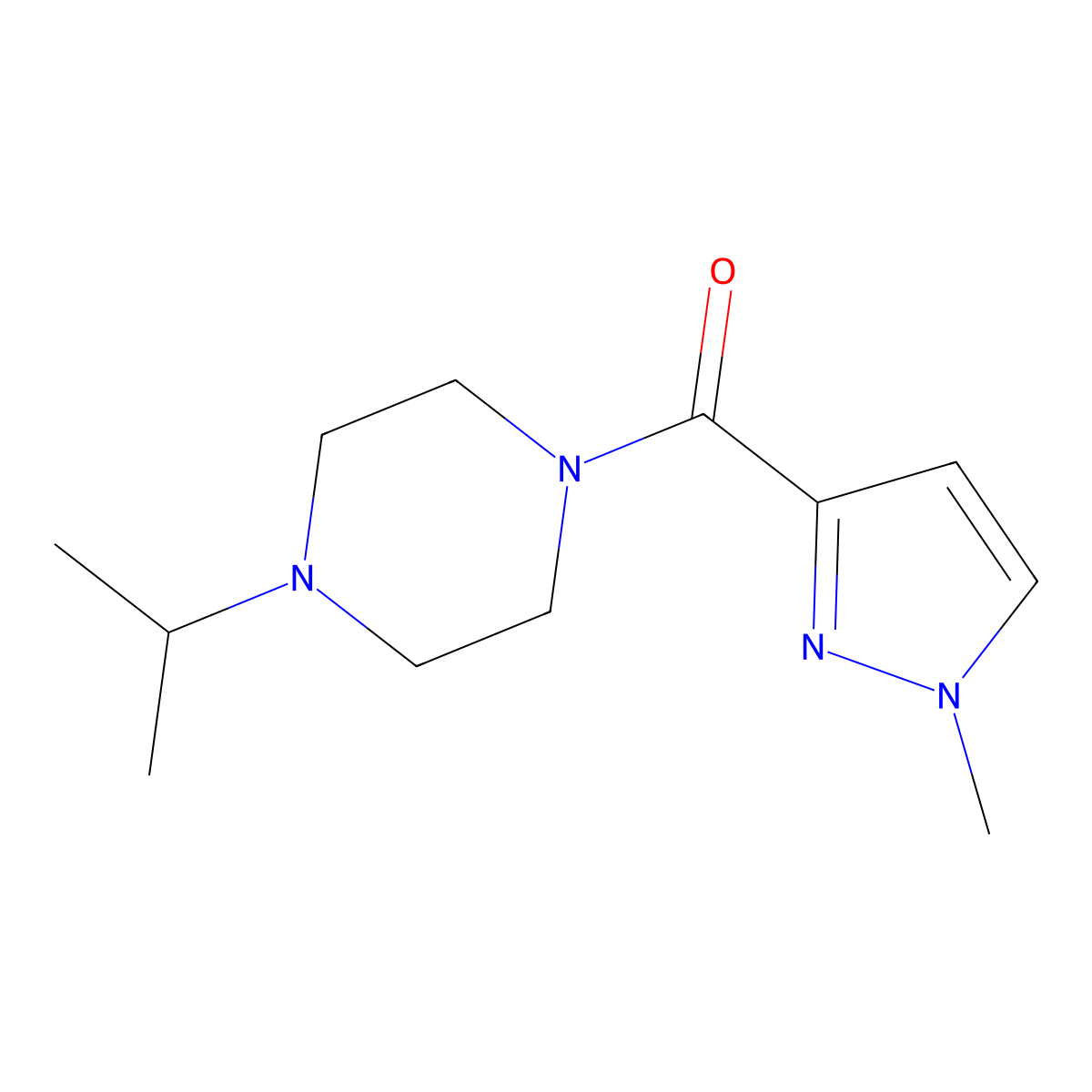 (4-isopropylpiperazin-1-yl)(1-methyl-1H-pyrazol-3-yl)methanone molecular structure, CAS 2320849-90-7
