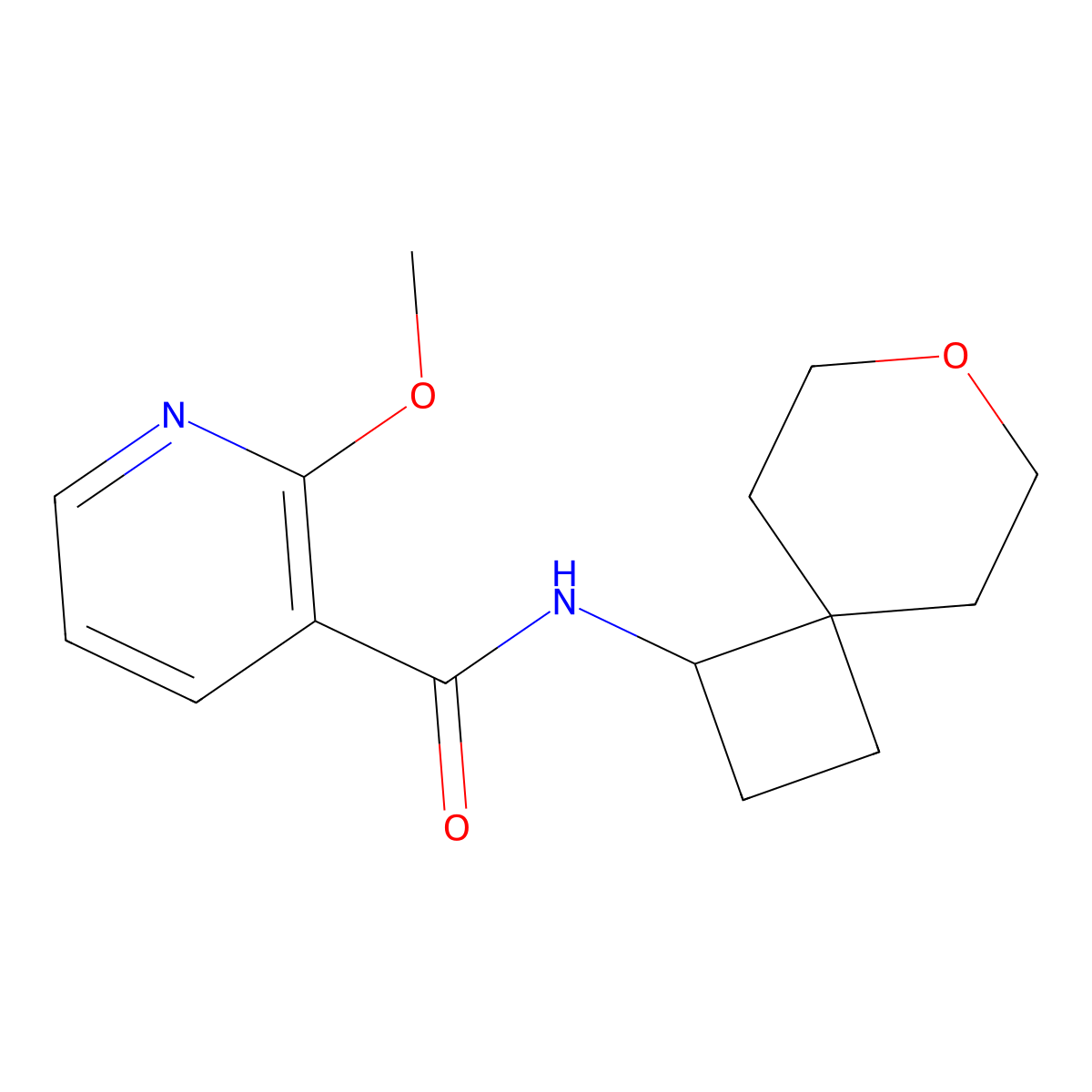 2-methoxy-N-(7-oxaspiro[3.5]nonan-1-yl)nicotinamide molecular structure, CAS 2320850-06-2