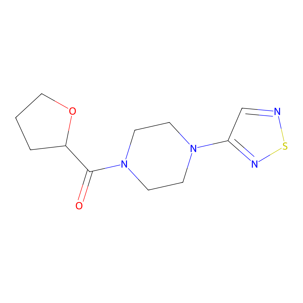 1-(Oxolane-2-carbonyl)-4-(1,2,5-thiadiazol-3-yl)piperazine molecular structure, CAS 2320850-22-2