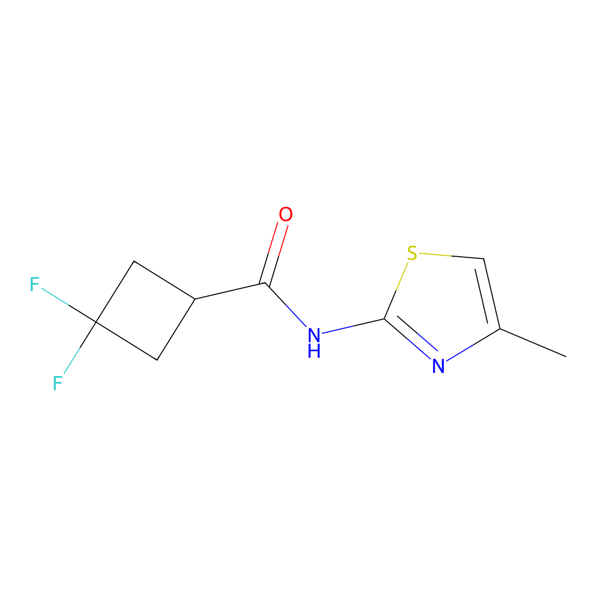 3,3-Difluoro-N-(4-methyl-1,3-thiazol-2-yl)cyclobutane-1-carboxamide molecular structure, CAS 2320850-36-8