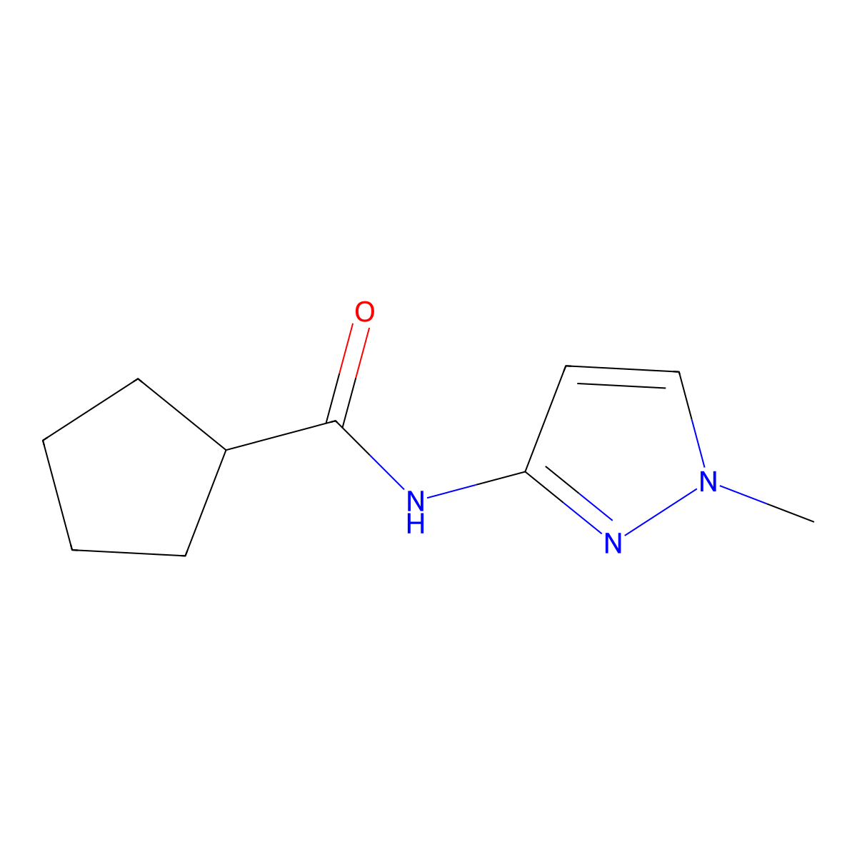 N-(1-methyl-1H-pyrazol-3-yl)cyclopentanecarboxamide molecular structure, CAS 2320850-54-0