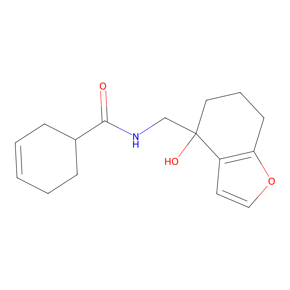 N-[(4-hydroxy-4,5,6,7-tetrahydro-1-benzofuran-4-yl)methyl]cyclohex-3-ene-1-carboxamide molecular structure, CAS 2320850-60-8