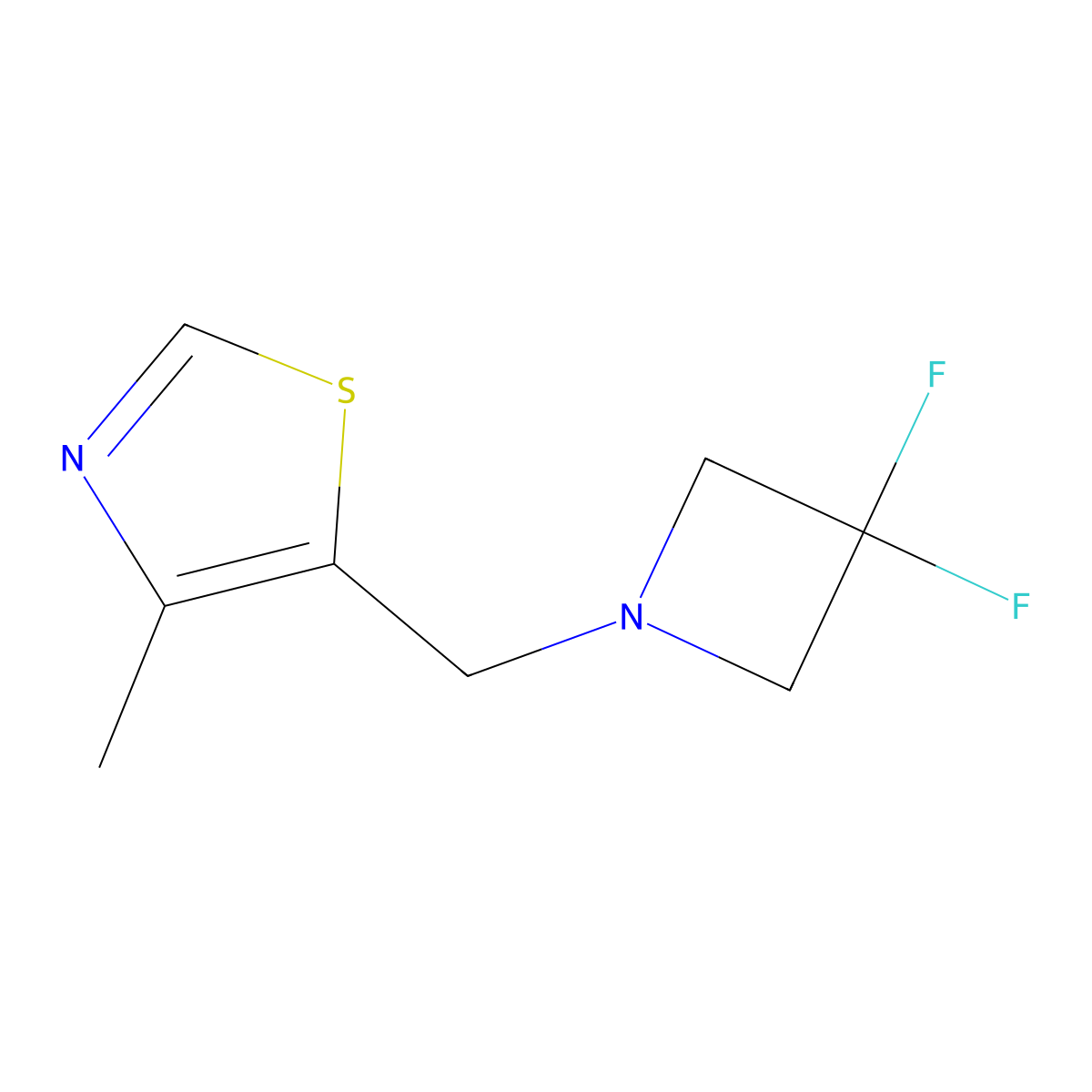 5-[(3,3-Difluoroazetidin-1-yl)methyl]-4-methyl-1,3-thiazole molecular structure, CAS 2320850-73-3