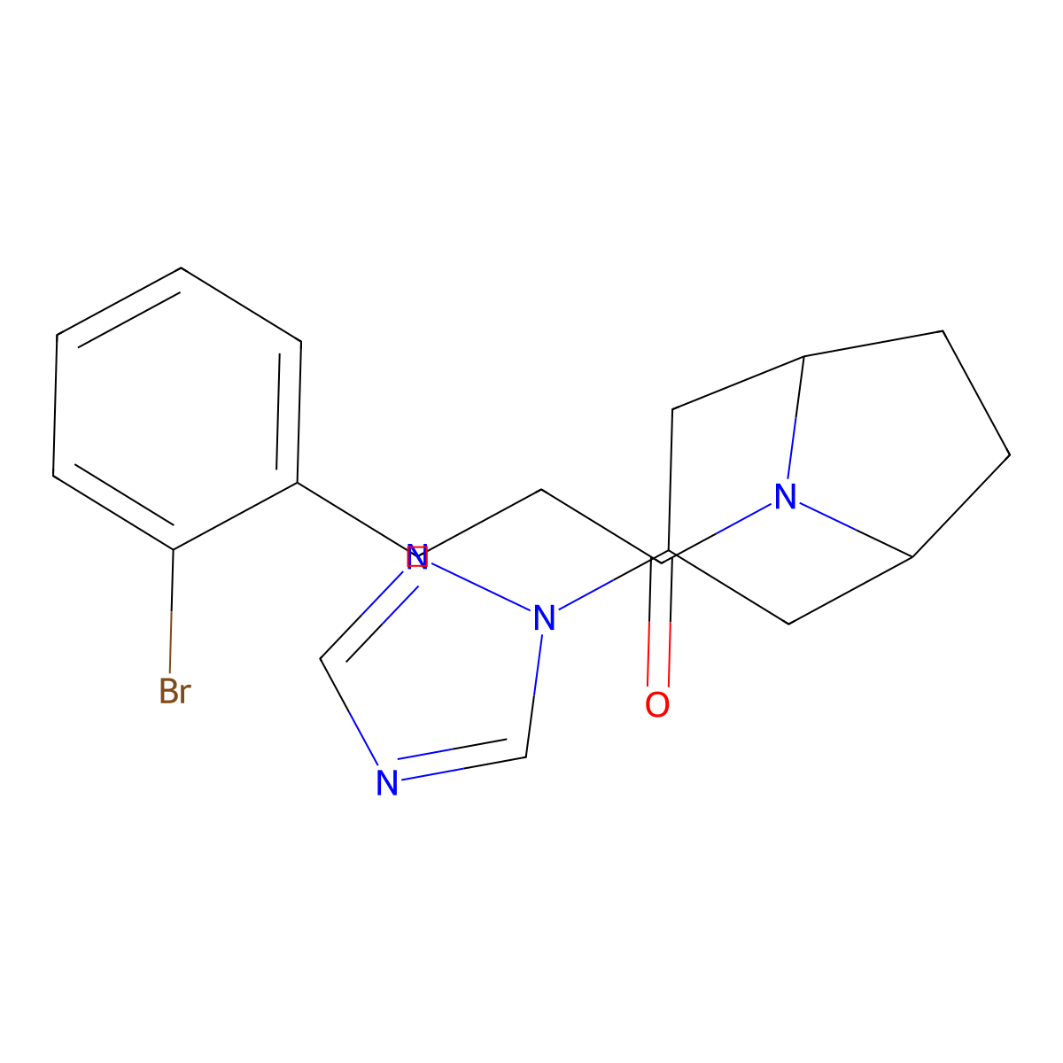 3-(2-bromophenyl)-1-[3-(1H-1,2,4-triazol-1-yl)-8-azabicyclo[3.2.1]octan-8-yl]propan-1-one molecular structure, CAS 2320850-87-9