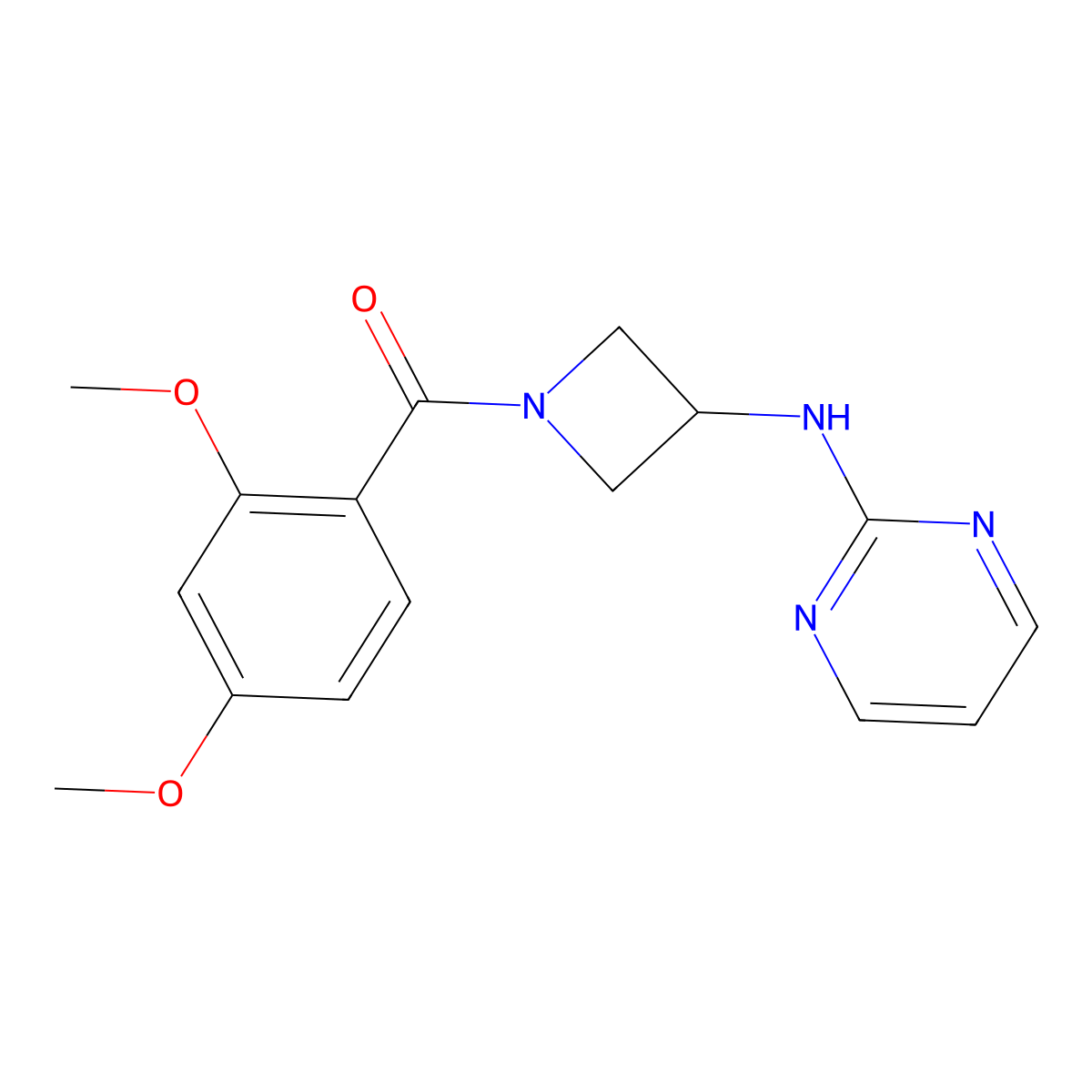 (2,4-Dimethoxyphenyl)(3-(pyrimidin-2-ylamino)azetidin-1-yl)methanone molecular structure, CAS 2320851-04-3