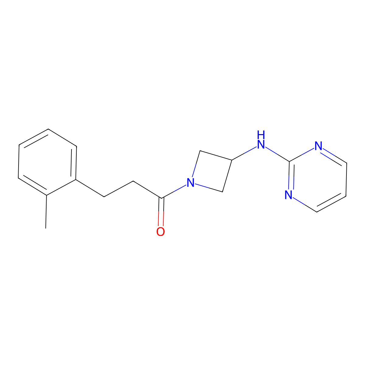 1-(3-(Pyrimidin-2-ylamino)azetidin-1-yl)-3-(o-tolyl)propan-1-one molecular structure, CAS 2320851-12-3