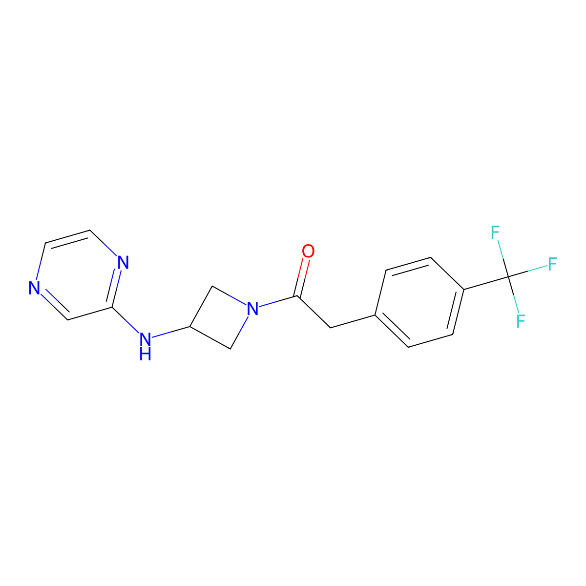 1-(3-(Pyrazin-2-ylamino)azetidin-1-yl)-2-(4-(trifluoromethyl)phenyl)ethan-1-one molecular structure, CAS 2320851-33-8